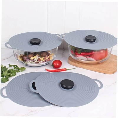 20 см универсален силиконов капак за тиган или тенджера с три дръжки