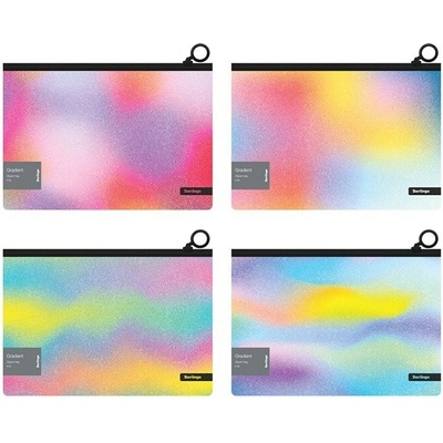 BERLINGO Gradient, plastová obálka A4 so zipsom, efekt brokátu