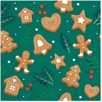 Procos Vianočné papierové obrúsky 3 V perníčky 33x33cm