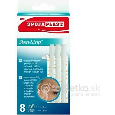 3M SPOFAPLAST č.801 Steri-Strip náplasťové stehy, 2 veľkosti 8 ks