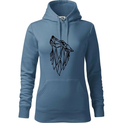 Geometrie vlk vyjící mikina dámská Cape s kapucí Denim – Zboží Dáma