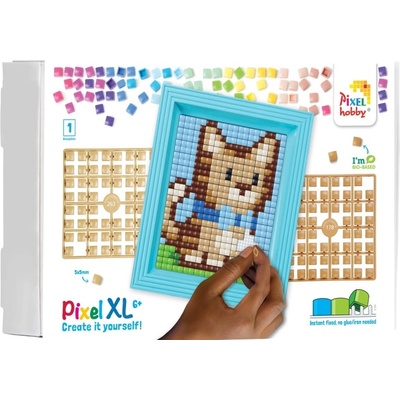 Креативен комплект Pixelhobby - Мозайка с рамка и пиксели XL, коте (12062)