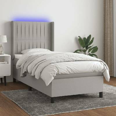 vidaXL 3138446 Boxspring postel s matrací a LED textil / barva světle šedá