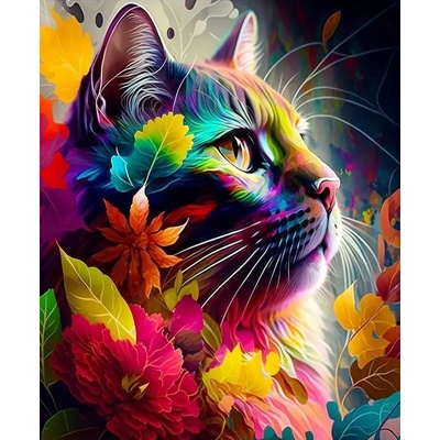 Norimpex - Puzzle Diamant painting: Colorful cat 30x40cm - 1 - 39 piese