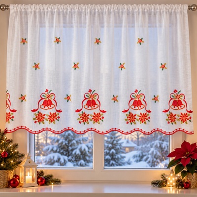 Olzatex Kusová záclona Vánoční zvonky 180x300