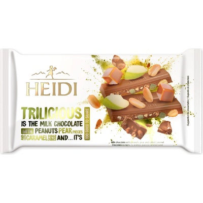 Heidi Trilicious Mléčná čokoláda s arašídy, hruškou a slaným karamelem 180 g