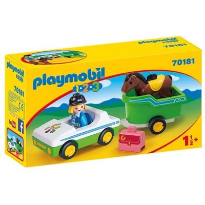 Playmobil 1.2. 3 Kisautó lószállító pótkocsival 70181 (70181)