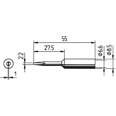 Ersa 0832KDLF spájkovací hrot dlátová forma, predĺžená Veľkosť hrotov 2.2 mm Obsah 1 ks