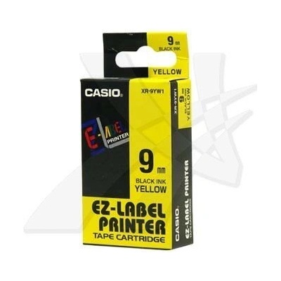 CASIO originální páska do tiskárny štítků, CASIO XR-9YW1, černý tisk/žlutý podklad, nelam (XR-9YW1)
