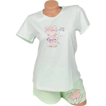 Image 1 of Дамска лятна пижама с къс ръкав в светлозелено с мече