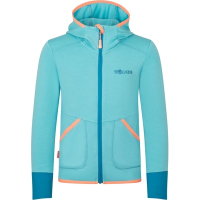 TROLLKIDS Детско поларено яке Trollkids Girl's Saltfjord Jacket Training jacket - Harbor Blue / Mellow Peach - размер 128 (EU) (704-3537-0516)