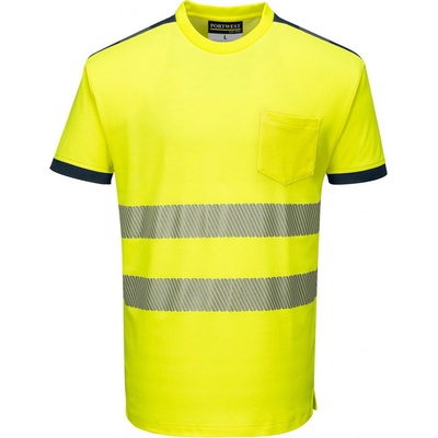 Portwest T181 HI-VIS Reflexné tričko PW3 Fluorescenčno žltá-Námornícka modrá S