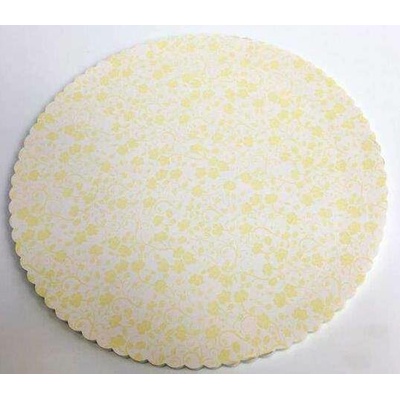 Alvarak Tortová podložka žlté kvetiny 31cm + 5xkrajková biela podložka