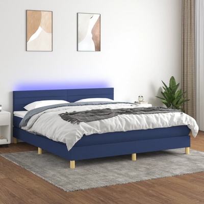 vidaXL 11461.3133819 Boxspring postel s matrací a LED modrá textil