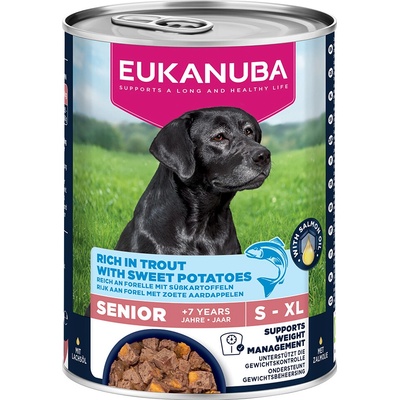 Eukanuba Senior pstruh so sladkými zemiakmi 24 x 400 g