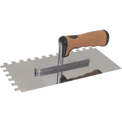 TOPTRADE hladítko nerezové, s EKO rukoväťou, zub 10 mm, 270 x 130 mm, profi