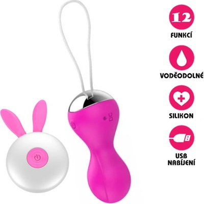 VšeNaSex.cz Bezdrátové vibrační vajíčko USB Wireless Rabbit růžové