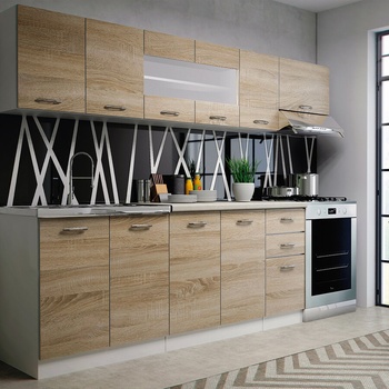 Halmar PERLA 260 - кухня дъб сонома и бяло (PERLA 260/sonoma/kitchen/1)