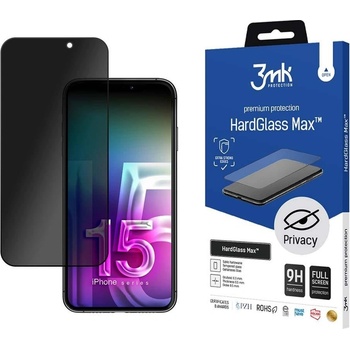 3mk Protection Скрийн протектор от закалено стъкло 3mk HardGlass Max Privacy за Apple iPhone 15, с филтър за поверителност (KXG0073682)