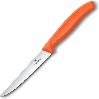 Victorinox Нож за пържоли SWISS CLASSIC 11 cm, назъбен, оранжев, пластмаса, Victorinox (VN67239C1)