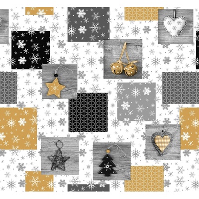 Nese plastik 1033 PVC ubrus Fantastik Vánoce 140x180 cm zlatá