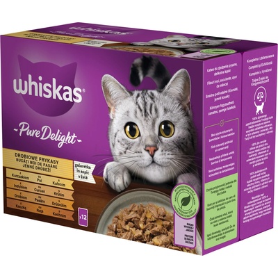 Whiskas Pure Delight jemné drůbeží kuře krůta drůbeží kachna v želé 12 x 85 g