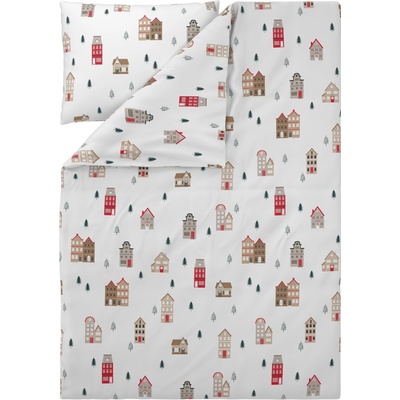 Livarno povlečení z jemného flanelu domečky 140x200 70x90 – Zboží Dáma
