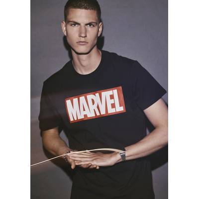 MERCHCODE Мъжка тениска Merchcode Marvel Logo в черен цвятUB-MC466-00007 - Черен, размер S