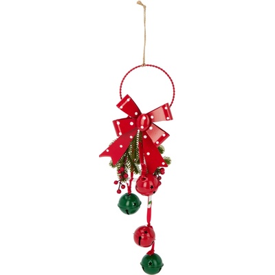 Home Styling Collection Vánoční dekorace s kovovými rolničkami 29 cm červený