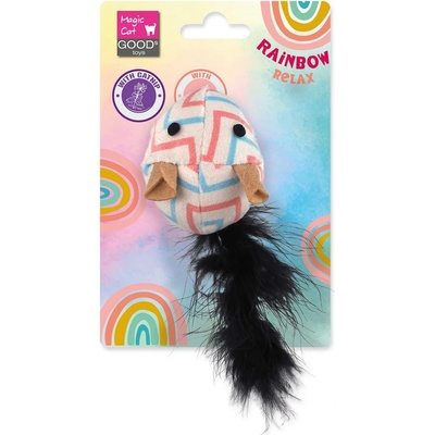 Magic Cat Rainbow Relax myš s pírkem a šantou 5,5 cm