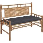 vidaXL Градинска пейка с възглавница, 120 см, бамбук (3063891)