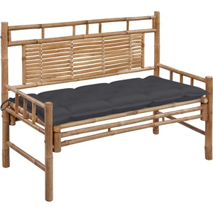 vidaXL Градинска пейка с възглавница, 120 см, бамбук (3063891)