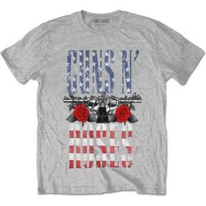 Guns N' Roses US Flag in Logo Heather Grey L Риза (GNRTS131MG03)