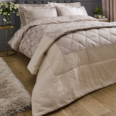 Catherine Lansfield Béžový damaškový prešívaný pléd cm Damask Jacquard 240x260
