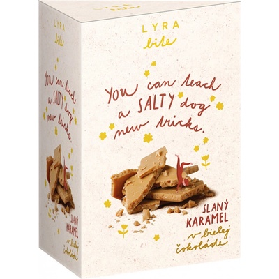 Čokoládovna Lyra Bite Slaný Karamel bílá s pekanovými ořechy pohankou a slaným karamelem 120 g