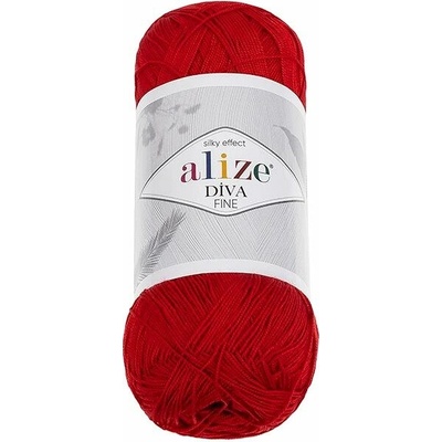 Vlnika Diva Fine 100 g, 106 červená