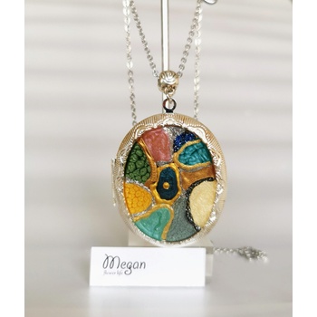 Meganflo Посребрен Медальон за снимка Витраж