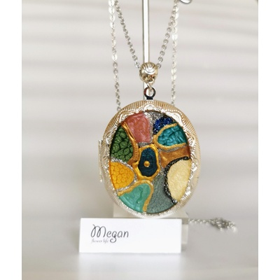 Meganflo Посребрен Медальон за снимка Витраж