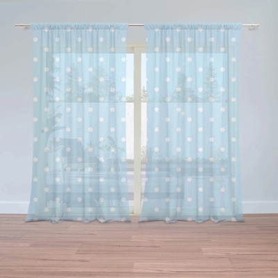 Sablio Záclony Biele bodky na modrej: 2ks 150x250cm