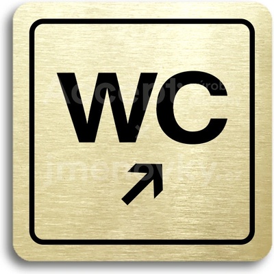 ACCEPT Piktogram WC vpravo nahoru - zlatá tabulka - černý tisk