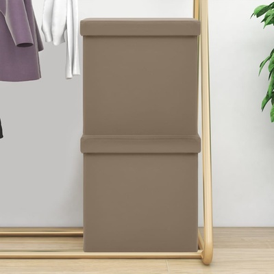 vidaXL Сгъваеми табуретки за съхранение, 2 бр, капучино, PVC (338790)