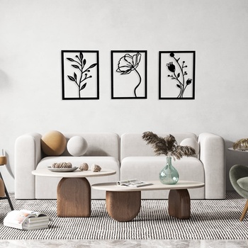 Decono Метална Декорация Сет от Три Цветя