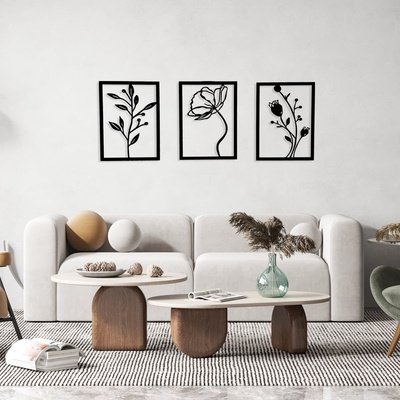 Decono Метална Декорация Сет от Три Цветя