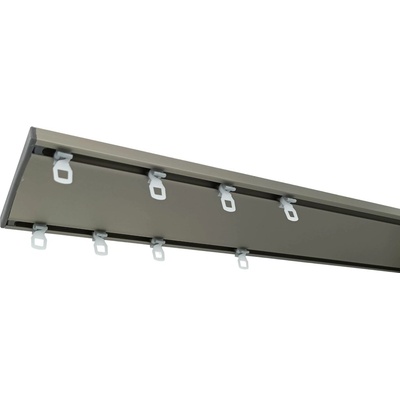 KovovégarnýžeCZ Kolejnice Menorca anodizovaná nerez INOX 201-250cm, jezdec s háčkem