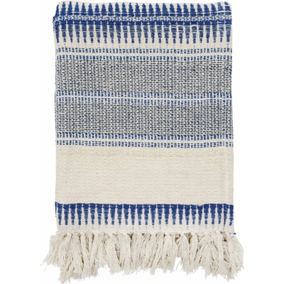 MADAM STOLTZ Přehoz z recyklované bavlny Blue/Grey 125 × 150 cm, modrá barva, textil