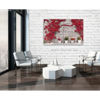 Image 1 of Картина Канава Стена с червени цветя 1 Сет 4 части