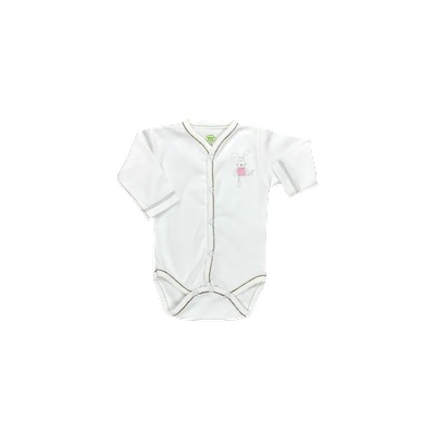 For Babies Боди с предно закопчаване и дълъг ръкав For Babies - Розово мишле, 0 месеца (00941y)