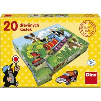 Dino Дървени кубчета Кртко и транспорт - 20 кубчета