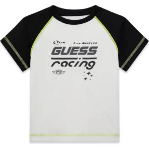 GUESS Бяла тениска с черни ръкави за мини момче Guess Racing
