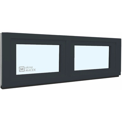 KNIPPING Plastové okno - 70 AD, 2400x600 mm, S/S, antracit Sklo: čiré, Barva, imitace: antracit/bílá (jednostranně)